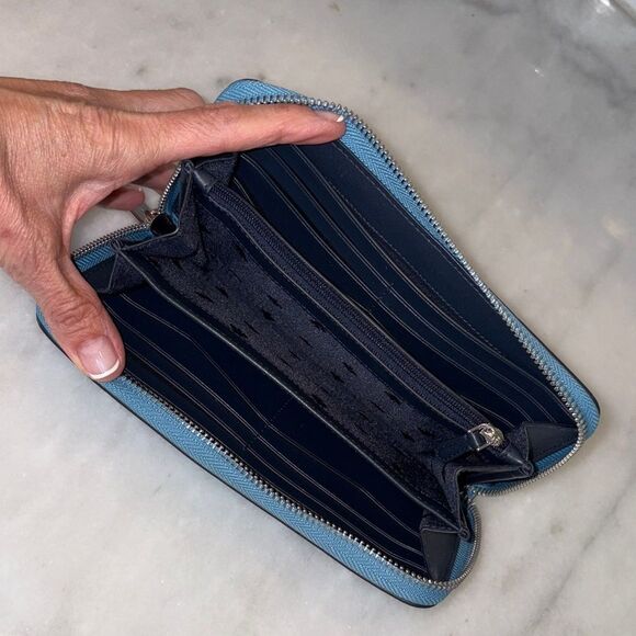 Kate Spade Wallet Leather Staci Blue White Colorblock Full Zip Continental - Picture 11 of 16